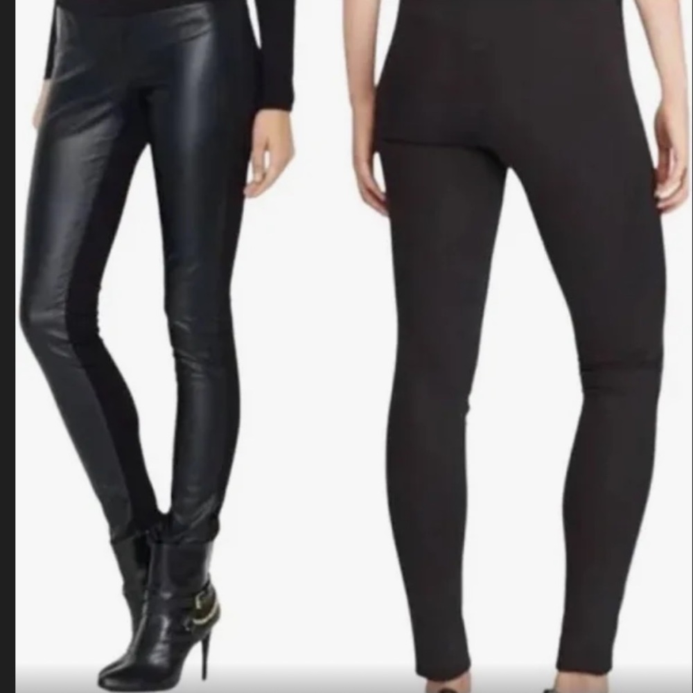 Lauren Ralph Lauren Black Stretch & Faux Leather Leggings with Ankle Zips 4 EUC - Picture 2 of 15
